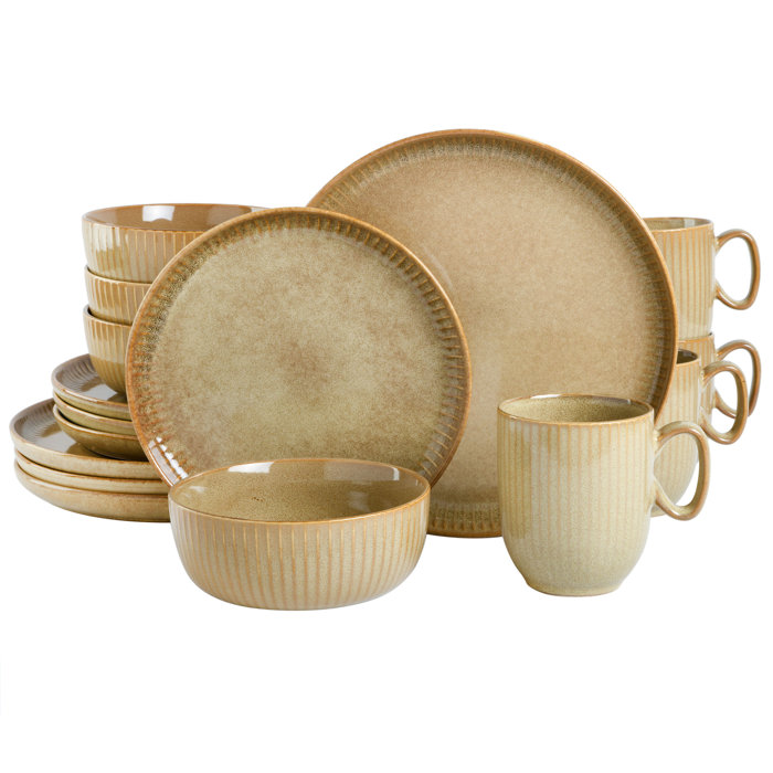 Gibson Elite Blaise Round Embossed Reactive Glaze Stoneware Dinnerware